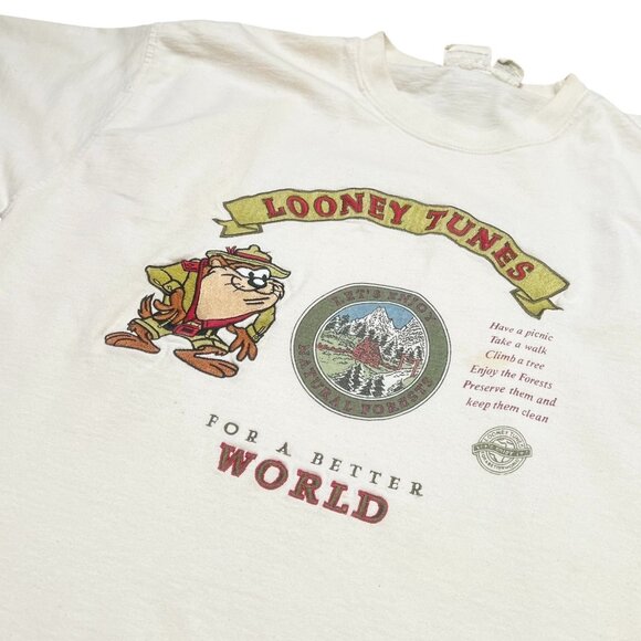 Acme VTG Looney Tunes Taz Tasmanian Devil Mens Size L Embroidered Forests - Picture 5 of 7